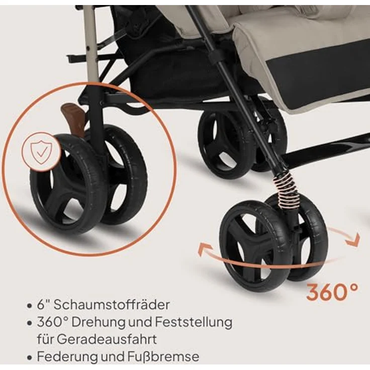 Lionelo Irma Buggy, Kinderwagen ab 6 Monate, leicht 7 kg, Liegeposition, inkl. Moskitonetz und Einkaufskorb – Bild 4