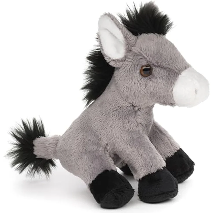 Uni-Toys Esel Plushie, sitzend, 14 cm - Lebensechtes Plüschtier mit hohem Kuschelfaktor, 100% recyceltes Füllmaterial – Bild 2