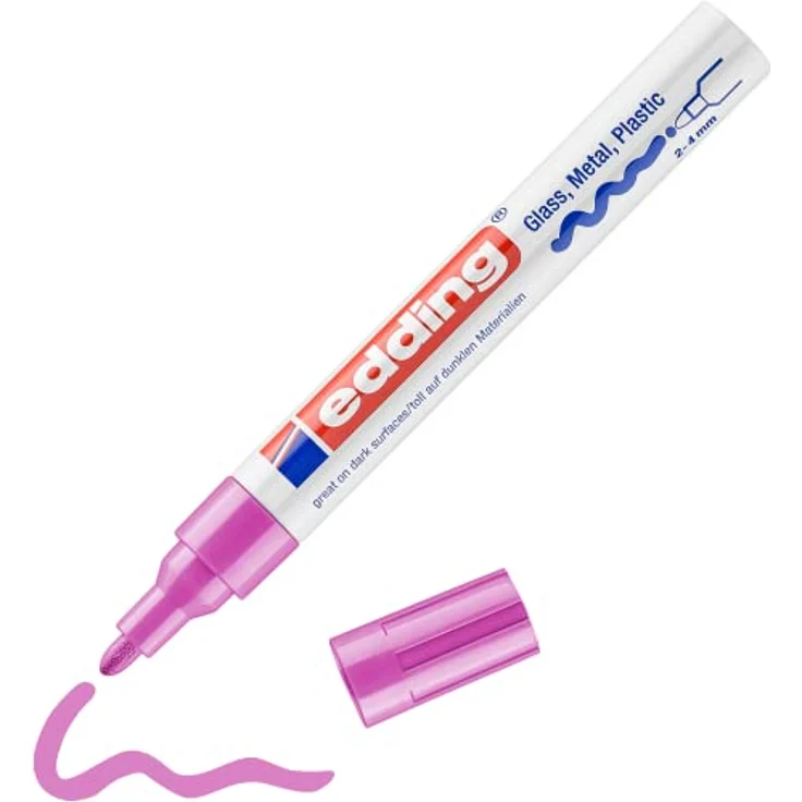 edding 750 Glanzlackmarker - pink - 1 Lackmarker - Rundspitze 2-4 mm - Lackstift für Glas, Stein, Holz, Kunststoff und Papier - wasserfest, stark deckend – Bild 1
