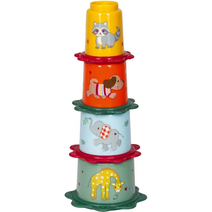COPPENRATH DIE SPIEGELBURG BabyGlück Stapelbecher, motorikförderndes Stapelspielzeug mit tierischen Motiven, 28 cm hoch
