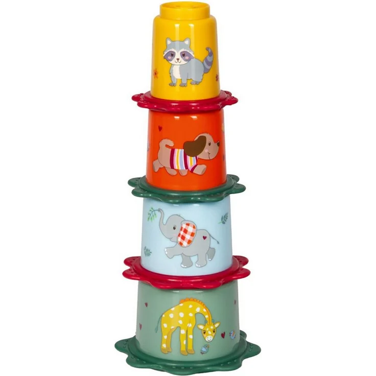 COPPENRATH DIE SPIEGELBURG BabyGlück Stapelbecher, motorikförderndes Stapelspielzeug mit tierischen Motiven, 28 cm hoch