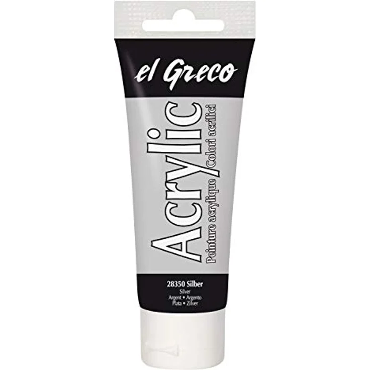 KREUL El Greco Acrylic, 75 ml Tube silber, hochpigmentierte glänzende Acrylfarbe, buttrig vermalbar für pastose Malerei – Bild 1