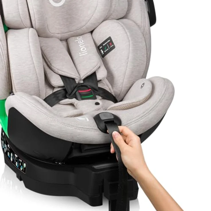 lionelo Autokindersitz HARMONY I-SIZE, ab Geburt bis 12 Jahre, 0-36 kg, (Set), Basis 360'/ISOFIX/i-Size/Gürtelalarm, Bambusstoff, viele Annehmlichkeiten – Bild 4