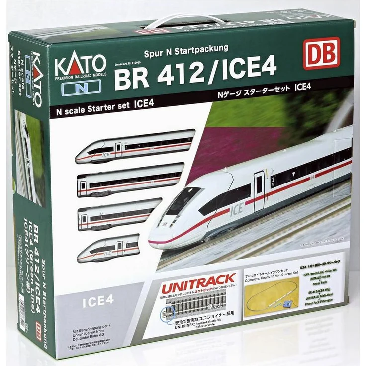 Kato K10-008A N Startset ICE4 der DB AG, vierteiliger Triebzug mit Lichtwechsel und Fahrregler, Spur VI