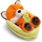 NICI Kuscheltier Fuchs mit Blatt 12cm schlafend im Körbchen - orange - Stofftier aus weichem Plüsch, niedliches Plüschtier zum Kuscheln und Spielen, für Kinder & Erwachsene - 61581