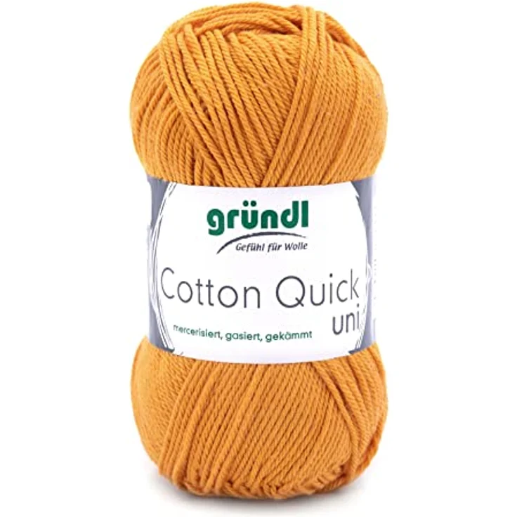 Gründl Cotton Quick Uni Strickgarn/Häkelgarn, 1 Knäuel à 50 g (farbenfrohes Garn aus 100% Baumwolle, OEKO-TEX zertifiziert, 50 g / 125 m, Nadelstärke: 3-4, 1 x 50 g), Senf – Bild 1