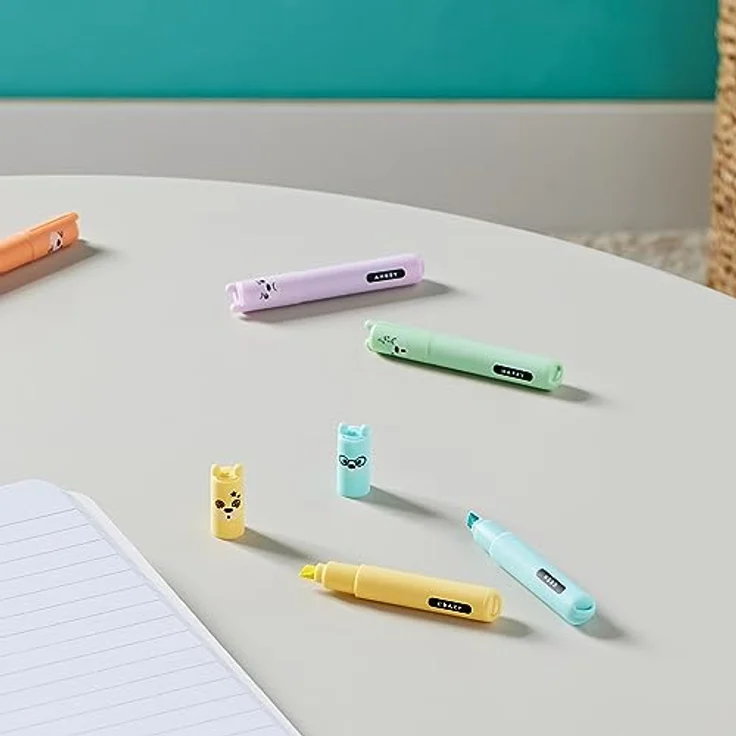 Legami - Teddy's Style, Set mit 6 Mini-Textmarkern, 1 x 7,5 cm, Gelb, Pfirsich, Rosa, Lila, Hellblau, Hellgrün, zum präzisen Unterstreichen und Markieren, Mehrfarbig 2 - Preisvergleich – Bild 5