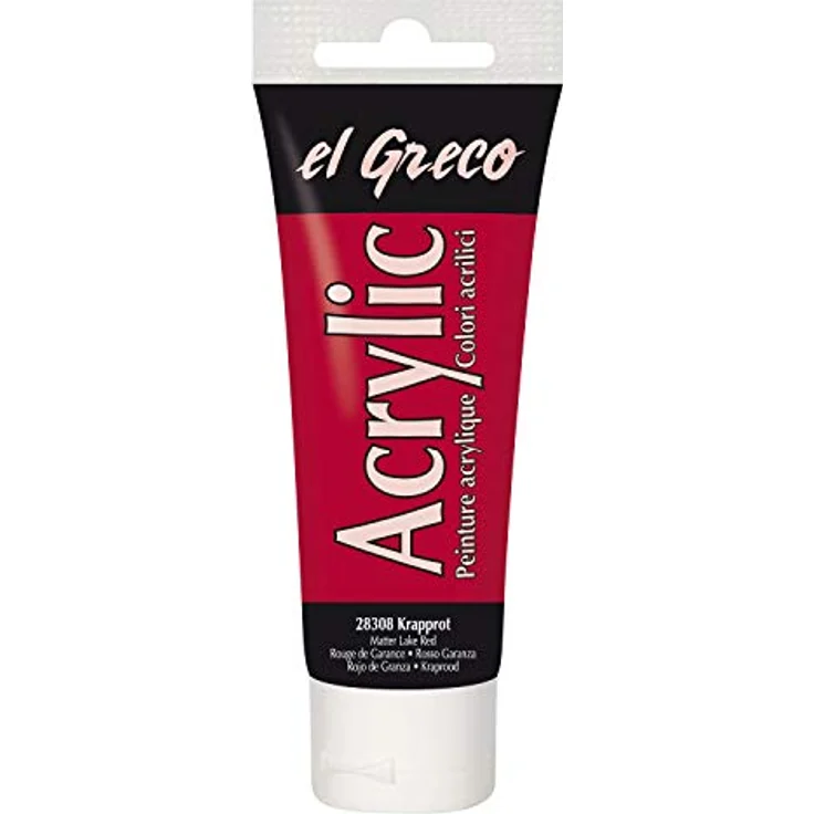 KREUL El Greco Acrylic 75 ml Tube, hochpigmentierte, glänzende Acrylfarbe in krapprot, buttrig vermalbar für pastose Malerei – Bild 1