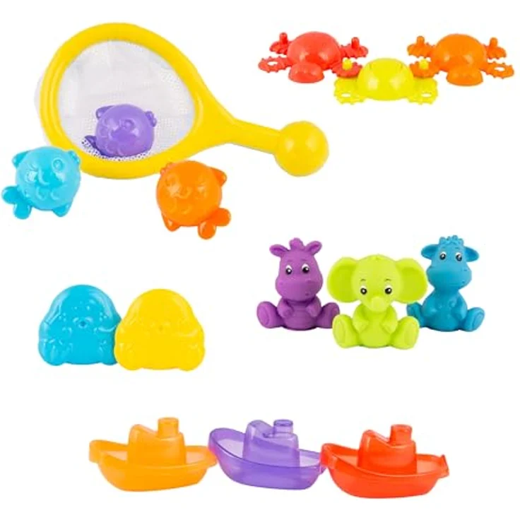 Playgro Bad Tijd Activiteiten Geschenkset, 15-teiliges Badespielzeug-Set für Babys, schimmelfrei und sicher – Bild 4