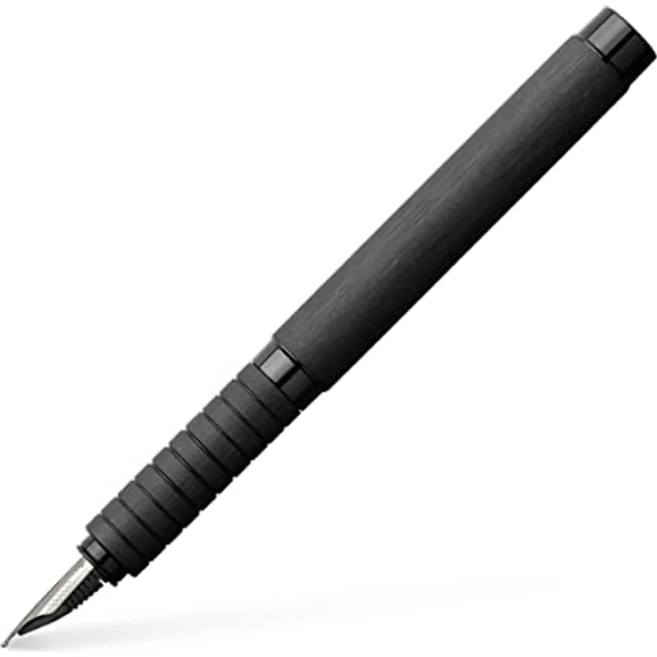 Faber-Castell Füllhalter Essentio Aluminium F, Edelstahlfeder, Tintenpatrone schwarz, schwarzer Schaft