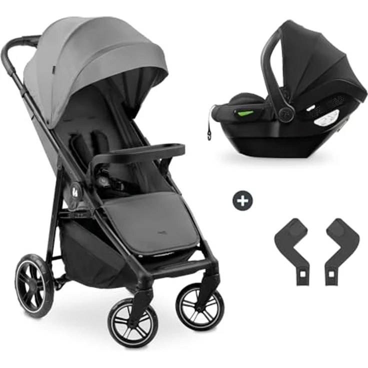 hauck Shop N Care Travel Set 2in1 Kinderwagen inkl. Buggy und Babyschale, Liegefunktion, Getränkehalter, UV-Schutz 50+ (Grey) – Bild 1