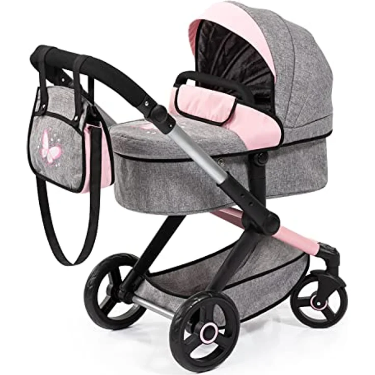 Bayer Design Kombi-Puppenwagen Xeo Schmetterling grau rosa – Bild 2