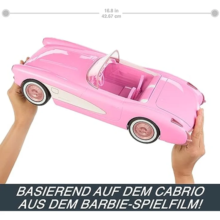 Barbie RC-Auto Hot Wheels Barbie The Movie, RC Corvette Cabrio, ferngesteuertes Fahrzeug für Barbie-Puppen, Geschwindigkeit bis zu 8 km/h – Bild 3