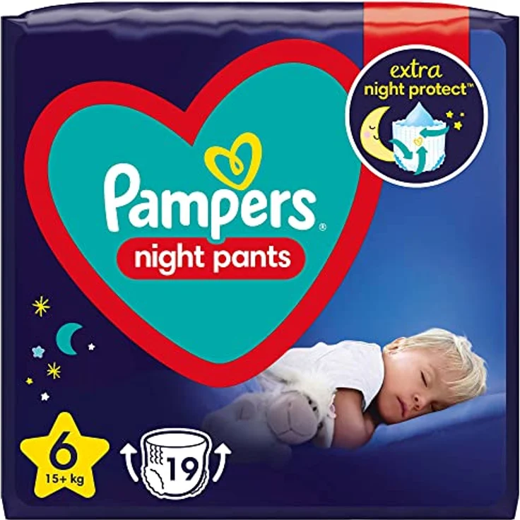 Pampers Night Pants Size 6, Einweg-Windelhöschen für die Nacht, massive Absorptionsfähigkeit, 19 Stück für 13+ kg – Bild 1