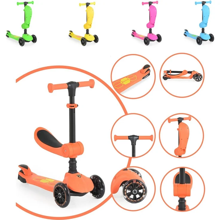 Moni Kinderroller 2 in 1 Lamborghini Laufrad, Lenkerhöhe verstellbar, klappbar orange