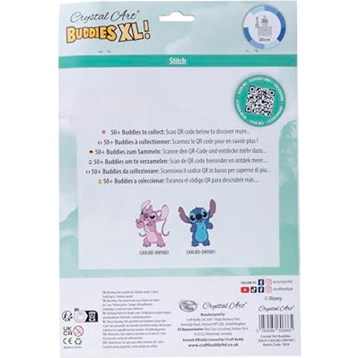 CRAFT Buddy Kreativset Crystal Art Buddies XL, Stitch, mit Holzständer und Harz-Strasssteinen – Bild 4