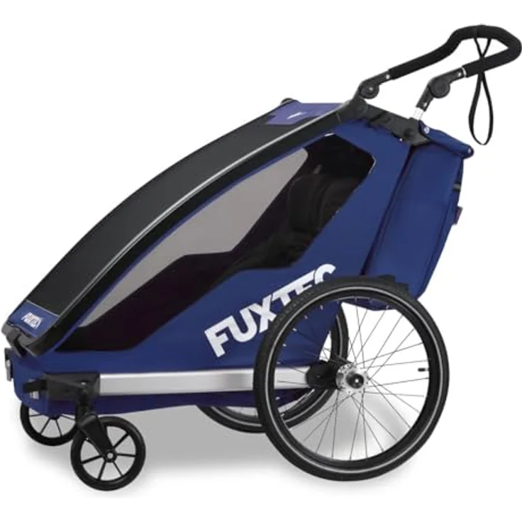 FUXTEC Fahrradkinderanhänger FX-FA1neu, Sportlicher Fahrradanhänger für bis zu zwei Kids, blau – Bild 4