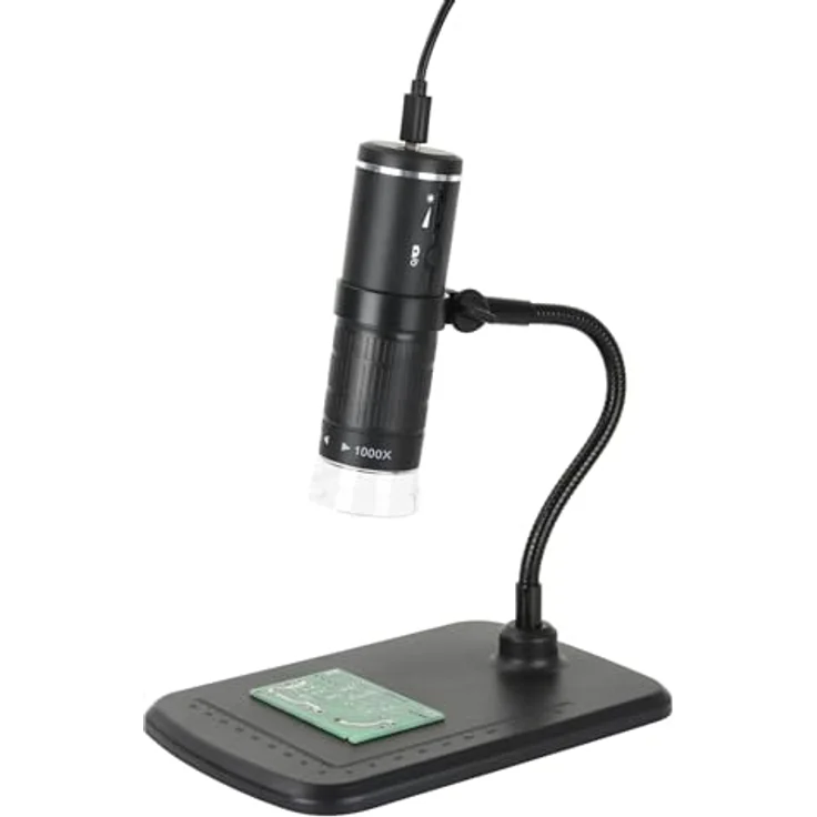 Reflecta DigiMicroscope WiFi 2.0, digitales Mikroskop mit 1920 x 1080 Pixel Auflösung und 50-1000-fachem Vergrößerungsfaktor, integrierter Akku, 8 dimmbare LEDs – Bild 1