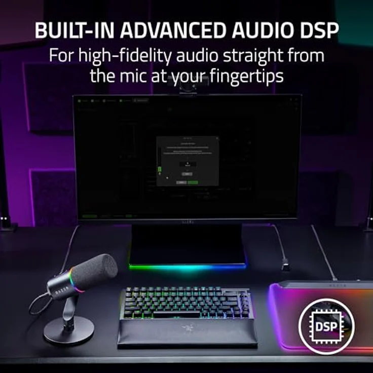 Razer Seiren V3 Pro Mikrofon, dynamisches USB Typ C & XLR Mic mit 32-Bit Float, AI Rauschunterdrückung, Shock Absorber, Pop Filter und Chroma RGB Lighting Ring – Bild 3