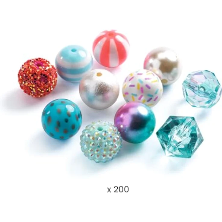 DJECO Kreativset Schmuck basteln: Kugeln Silber für 5 Armbänder, 200 Perlen und elastischer Faden, 4-8 Jahre – Bild 7