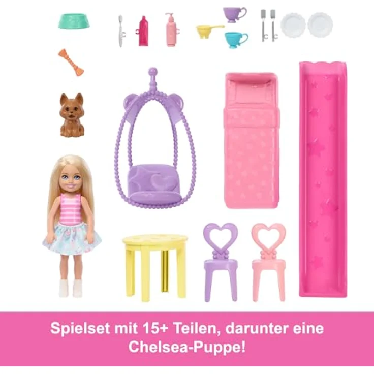 Barbie Puppenhaus Pop-Up-Haus Chelsea, mehr als fünf Spielbereiche mit Zubehör, bunt – Bild 3