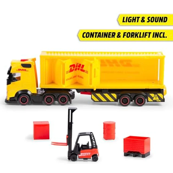 Dickie Toys 203747018 Volvo LKW DHL, 35 cm - Spielzeugauto mit Licht- und Soundeffekten, detailgetreue Nachbildung – Bild 3