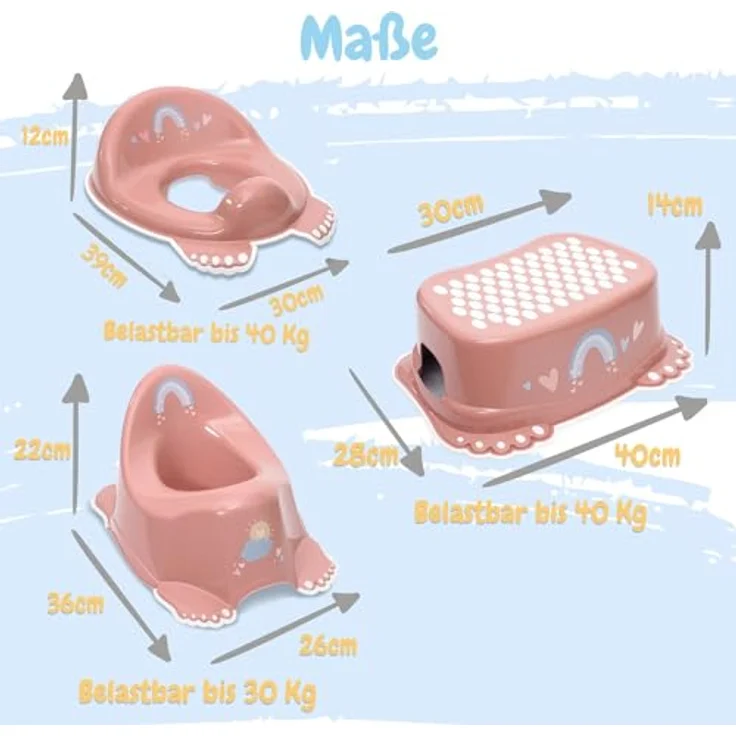 Babykajo 3 in 1 Baby Töpfchen Set, TÜV Rheinland geprüft - Töpfchen, Toilettensitz und Tritthocker aus BPA freiem Plastik mit Antirutschfüßchen, weiß – Bild 5