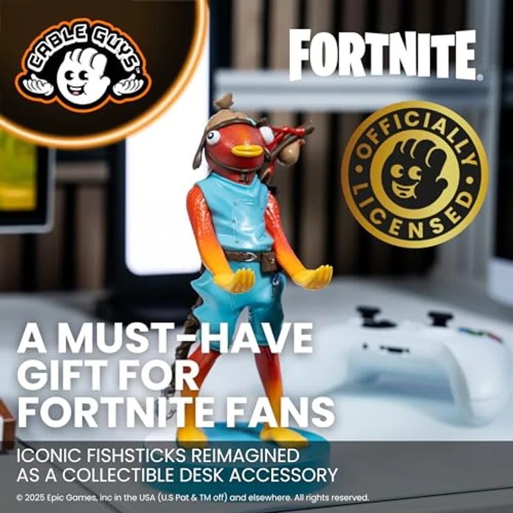 exquisite gaming Fortnite Cable Guys Lade-Halter Fishstick, skurriler Controller-Ständer für PS5, Xbox Series S/X und Smartphones, orange-blau – Bild 5