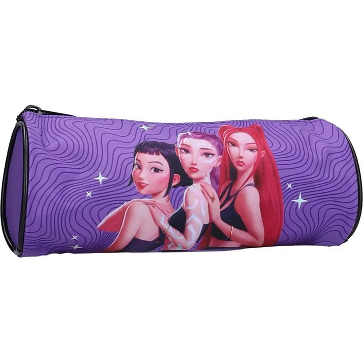 K-Pop Demon Hunters Federmäppchen Shadow Beats, rund 23 × 9 × 9 cm, ideal für Schule und Freizeit, praktischer Stauraum für Schreibutensilien