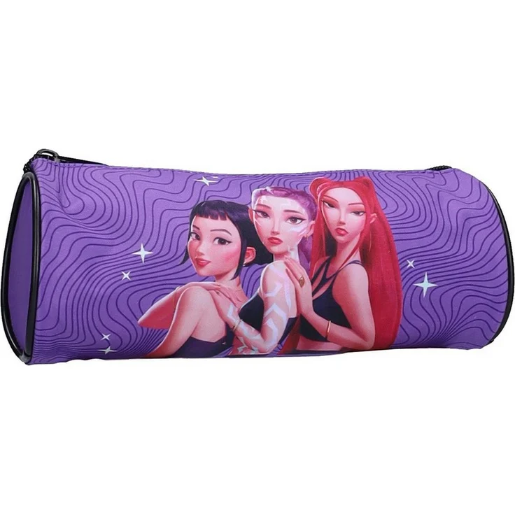 K-Pop Demon Hunters Federmäppchen Shadow Beats, rund 23 × 9 × 9 cm, ideal für Schule und Freizeit, praktischer Stauraum für Schreibutensilien