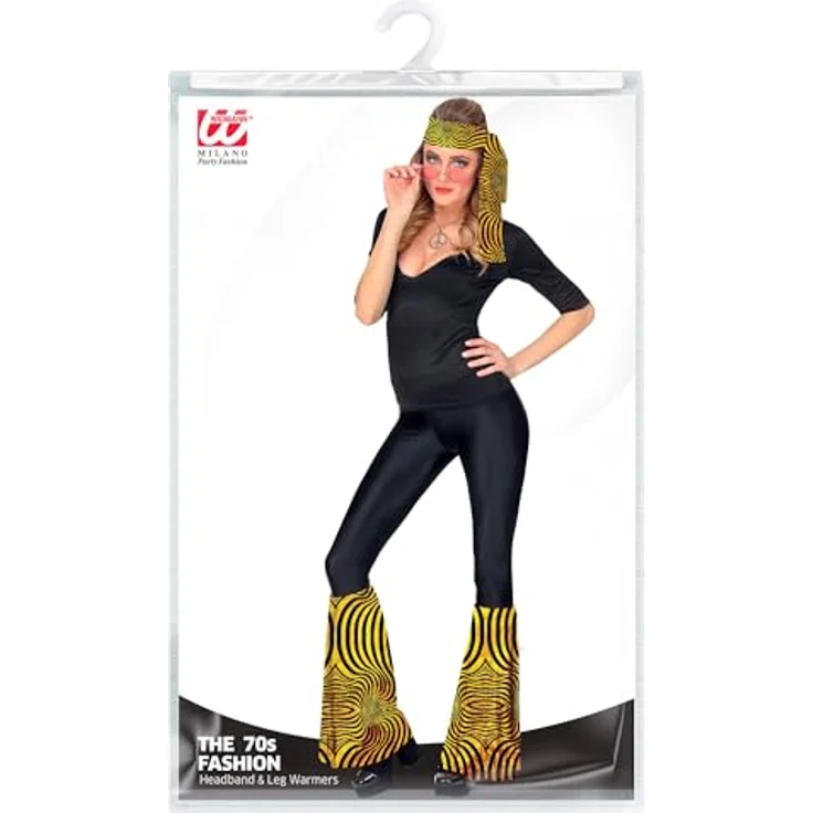 W WIDMANN MILANO Party Fashion - Hippie Set 60er / 70er Jahre, Gold/Schwarz, Stirnband und Stulpen, Disco Fever Style – Bild 2