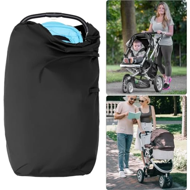 QWORK® Groß Transporttasche für Kinderwagen, 117 x 53 x 33 cm, robust & wasserdicht aus 420D Oxford-Stoff, inkl. Schultergurt – Bild 4
