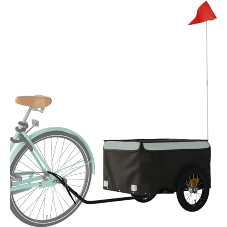 vidaXL Fahrradlastenanhänger Lastenanhänger für Fahrrad Schwarz und Grau 30 kg Eisen, Robustes Material aus Eisen, Maximale Tragfähigkeit 30 kg – Bild 3