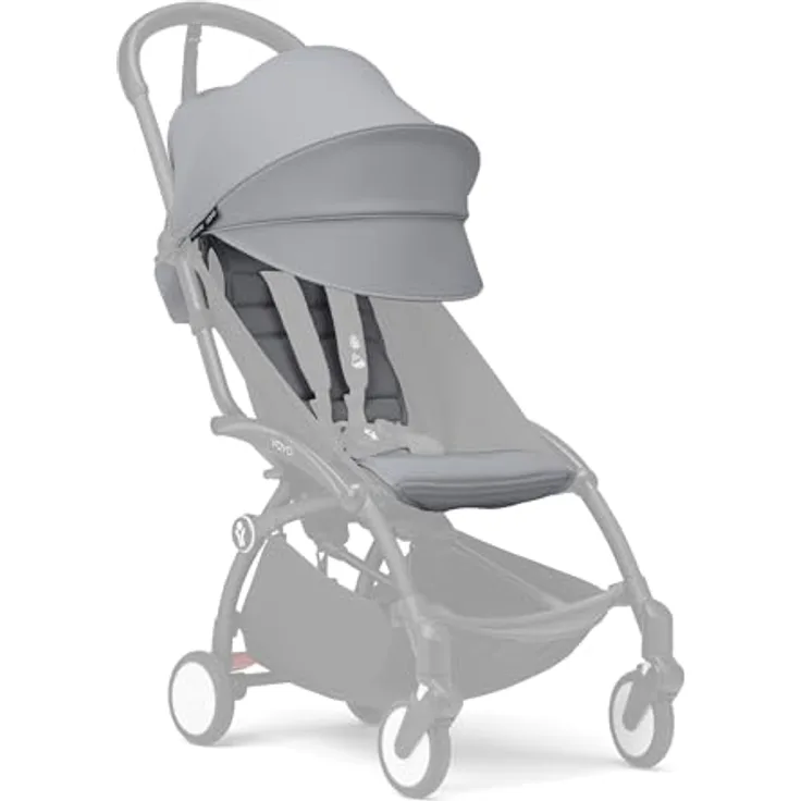 Stokke YOYO 6+ Farbpaket, Stone - Sitzpolster, ausziehbares Verdeck & Reißverschlusstasche - Nur Textilien