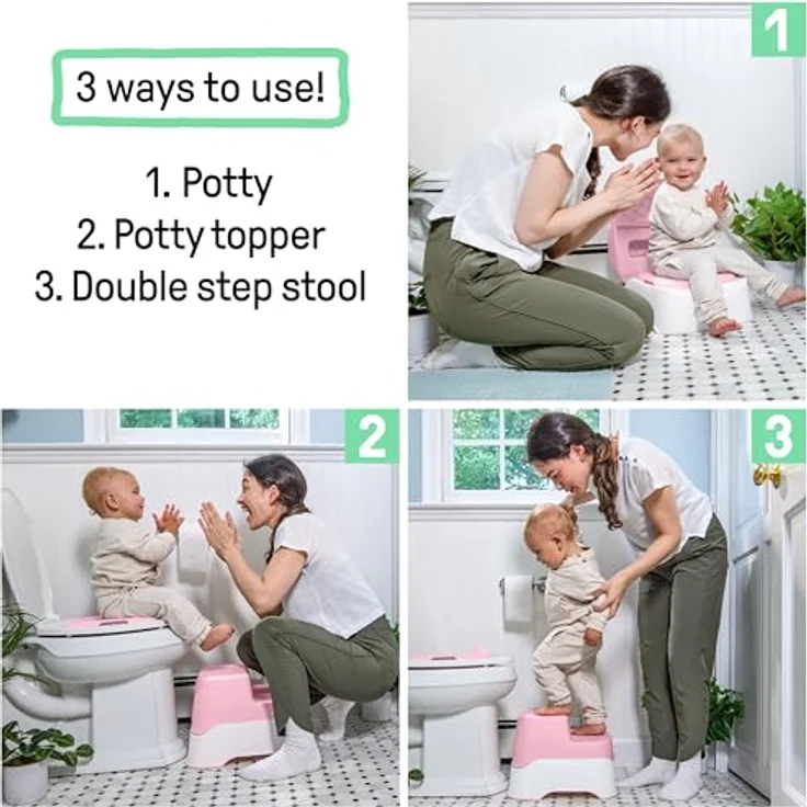 Ingenuity Prepare to Potty 3-in-1 System, Töpfchen, Toilettenaufsatz und Tritthocker, für Kinder ab 18 Monaten, Rosa – Bild 3