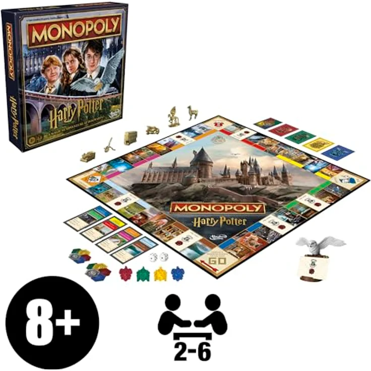 Hasbro Gaming Monopoly Harry-Potter-Edition, Brettspiel für 2-6 Spieler, mit goldenen Spielsteinen und Eulenpostkarten, ab 8 Jahren – Bild 2