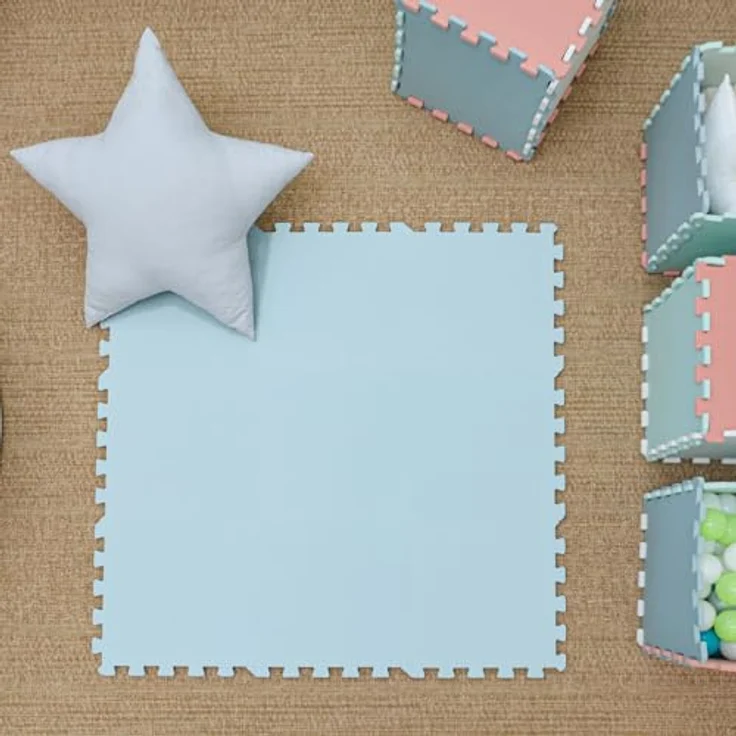 LittleTom Puzzlematte 9 Teile Spielmatte Baby Krabbelmatte, 30x30cm Kinderzimmer Bodenmatte in Grau – Bild 2