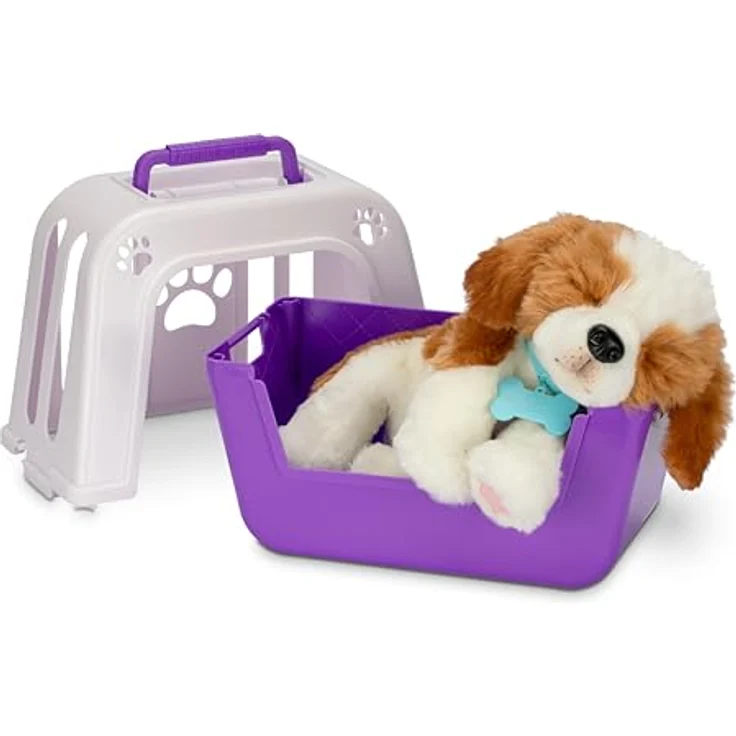 Moose Toys LITTLE LIVE PETS My Really Real Puppy - Patches, interaktiver Welpe mit über 60 Geräuschen und Reaktionen, inklusive Welpenflasche und Haustierhaus – Bild 1