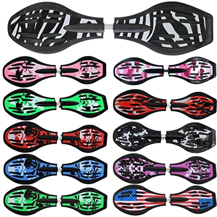 FunTomia Waveboard Original mit ABEC9 Kugellager und LED Rollen, inkl. Tasche - Verschiedene Farbdesigns