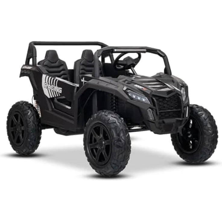 Beneo Elektrisches Kinderauto UTV XXL 24V, schwarz, zweitürig, mit Differenzialmotor, aufblasbaren Gummireifen, gefederten Hinterachsen, Scheibenbremse, Bluetooth und MP3-Player mit USB/SD-Anschluss – Bild 2