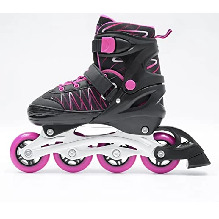 SMJ sport Kinder Mädchen 2IN1 Inlineskates Schlittschuhe Verstellbar Inliner ABEC7 LEA, Schwarz/Rosa, Größenverstellbar und Hochwertige Kugellager – Bild 3