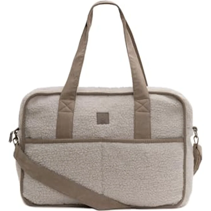 Jollein Luiertas Teddy Noé, Wickeltasche aus Teddystoff mit praktischen Staufächern, grau – Bild 2