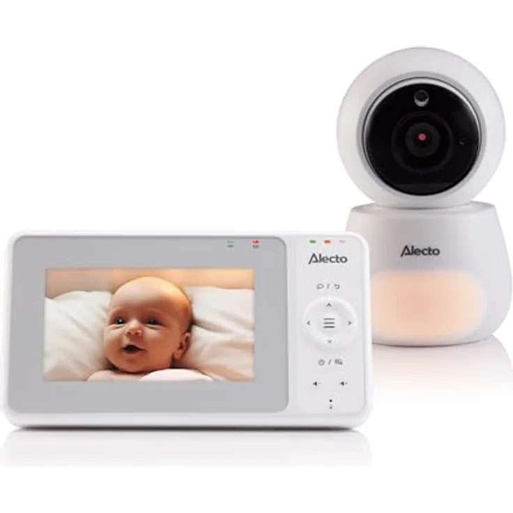 Alecto DVM2043 - Babyphone mit Kamera, großem 4,3" Farbdisplay und Nachtlicht - Ferngesteuert - Weiß