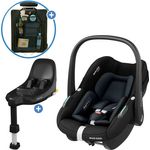 Maxi-Cosi Babyschale Pebble S i-Size - nur 3,4 kg leicht inkl. Isofix-Basis FamilyFix S & Rückenlehnenschutz - Tonal Black