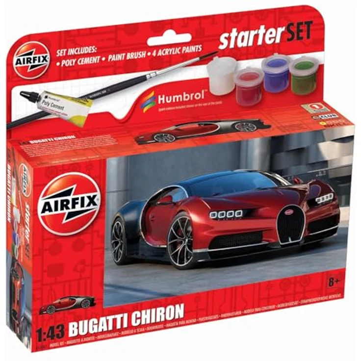 Airfix A55005 Bugatti Chiron Modellbausatz, mehrfarbig, ideal für Spiel und Phantasie, blendfreie Oberfläche – Bild 1