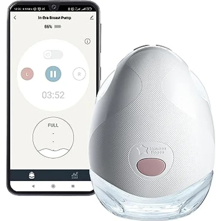 Tommee Tippee Made for Me, Elektrische tragbare Milchpumpe, freihändig, 1 Massage- und 8 Express-Modi, 4 Stunden Akkulaufzeit, leise und kompakt