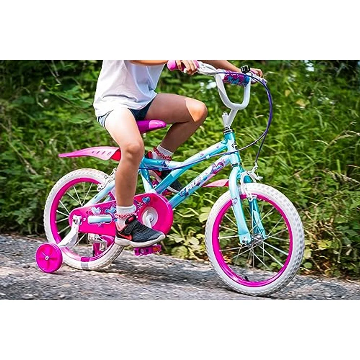 Huffy So Sweet 16" Kinderfahrrad 5-7 Jahre - Blau, Lustiges Design, hoher Komfort, Stützräder, einfacher Zusammenbau – Bild 2