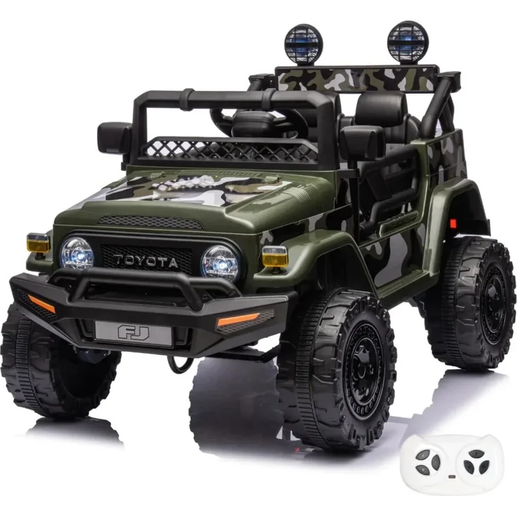 Vrooomy Elektrofahrzeug Toyota FJ Cruiser, 12V mit Fernbedienung, für 1 bis 6 Jahre, grün, 3 km/h-6 km/h, mit MP3-Player und Sicherheitsgurt
