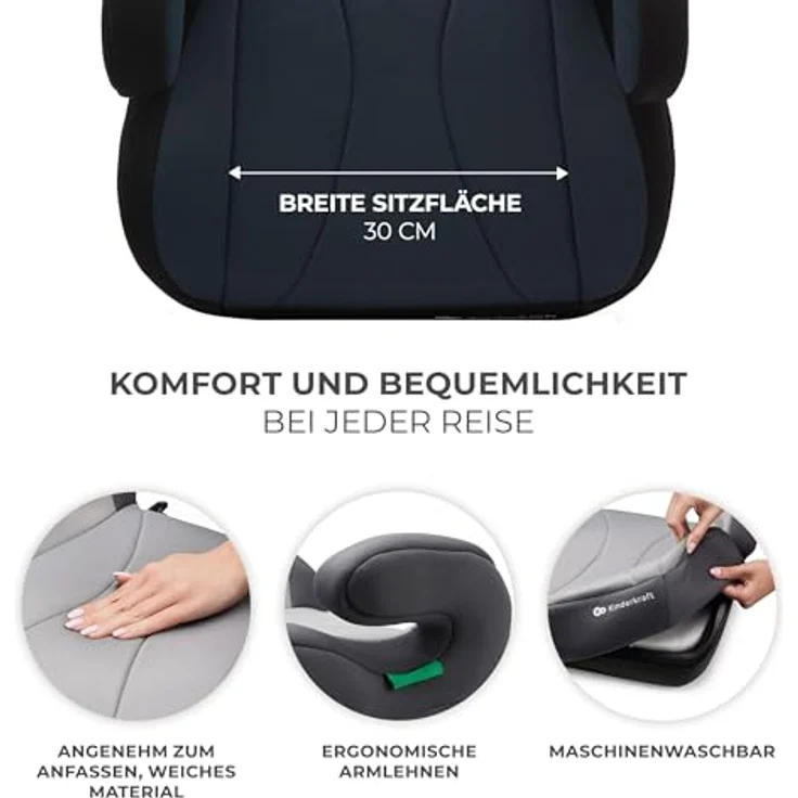 Kinderkraft I-BOOST i-Size Sitzerhöhung mit Isofix, für Kinder 135-150 cm, 2,5 kg, Schwarz – Bild 3