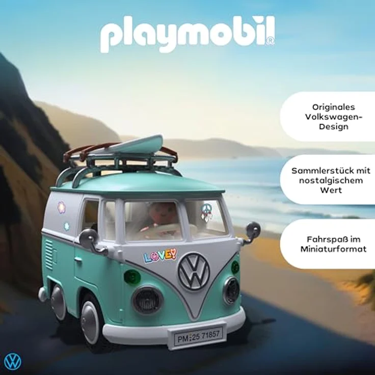 PLAYMOBIL Volkswagen T1 Campingbus, Modellauto mit detailgetreues Design, Zubehör und personalisierbaren Stickern, für Erwachsene & Kinder, Geschenk für Auto-Fans & Sammler, 71857 – Bild 3